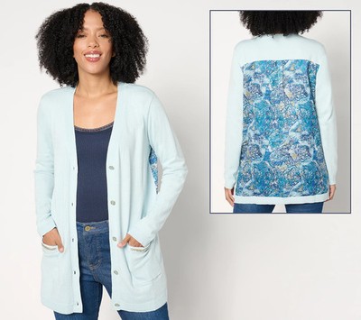 Inspired by Susan Graver Mixed Media Printed Cardigan Size M
