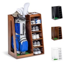 GoSports Premium Wooden Golf Bag Organizer and Storage Single Rack, Brown