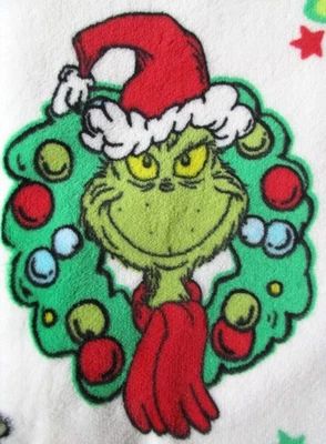 FRANCO Dr Seuss The Grinch Who Stole Christmas Plush Throw Blanket White Kids Oversized