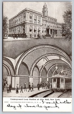 Underground Loop Station City Hall New York Postcard