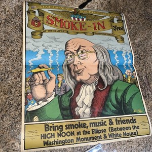 Yippie! Sixth Annual Smoke-In Poster. 4th Of July 1975 MARIJUANA  P. Bramley
