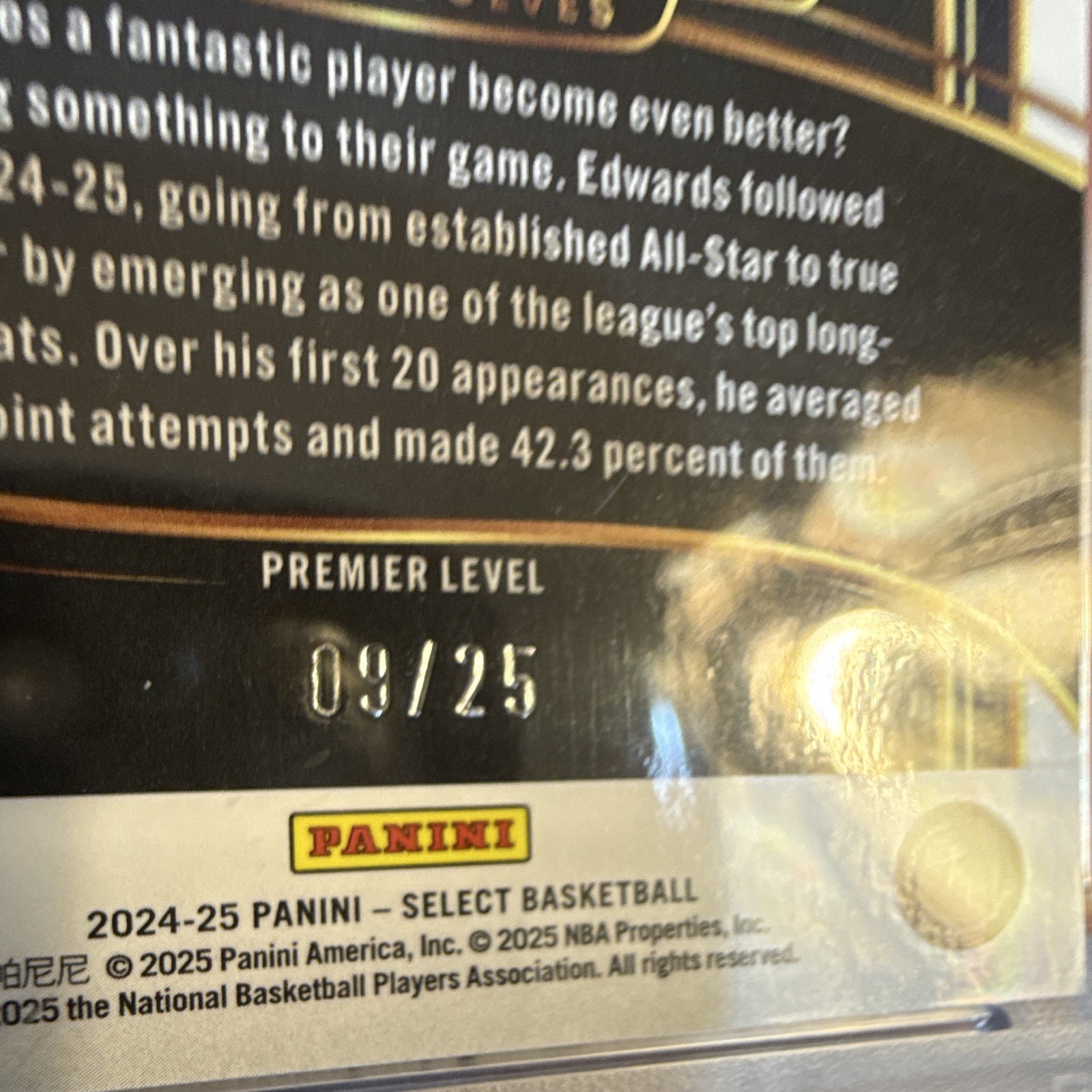 Panini 24/25 Select Premier Level Anthony Edwards #130 Tie-Dye Prizm 9/25 PSA 9 view 3