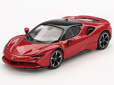 FERRARI SF90 ROSSO CORSA RED 1/64 DIECAST MODEL CAR BY BBR MODELS
