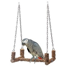 Natural Wooden Bird Swing Parrot Toys Bird Playground Cage Branch Perch Stand