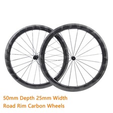 Juego de ruedas de carbono 700C para freno de llanta de bicicleta de carretera 50 mm de profundidad 25 mm de ancho