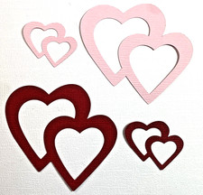 4 Double Heart Die Cut Scrapbooking Embellishment Card Making Pink or Red