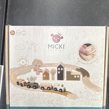 Micki Premium Wooden Train Set 23 pcs Wood for Ages 3 Years Preschool 3-4 Years