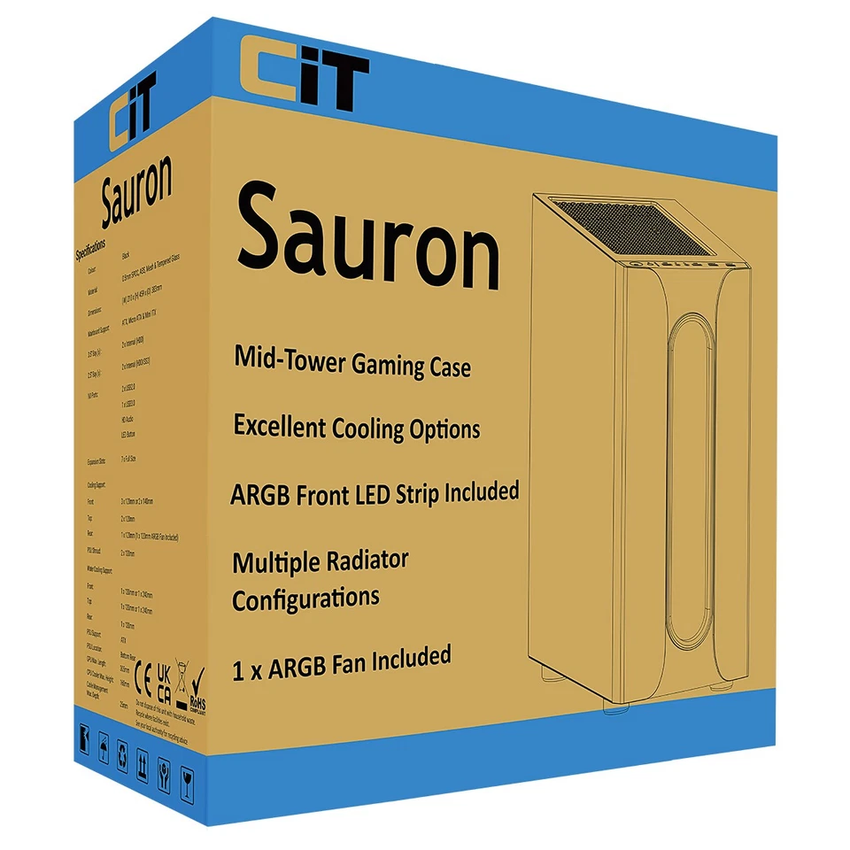 CiT Sauron Mid Tower Black ATX RGB PC Gaming Case CITSAURON - Image 2 of 4