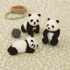 Hamanaka Needle Felt Kit Baby Panda DIY 3pcs Set Made in Japan Kawaii Craft
