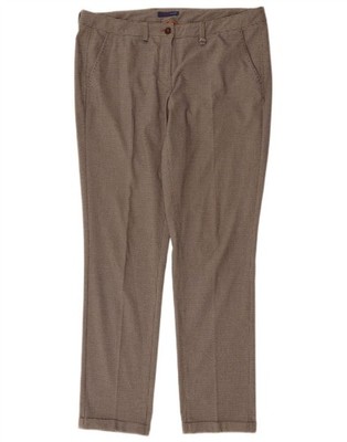 Trussardi Womens Straight Suit Trousers IT 44 Medium W34 L30 Brown Check AD07