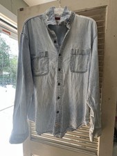 Levi Strauss Signature Men s Denim Button Up Shirt Large 100 Cotton Blue