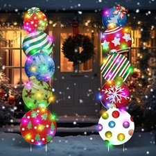 10 Pcs Christmas Outdoor Yard Signs Christmas Balls Decoration with 10 Light