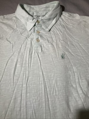 John Varvatos Shirt Large Mint Green Polo Button Lightweight Designer Preppy