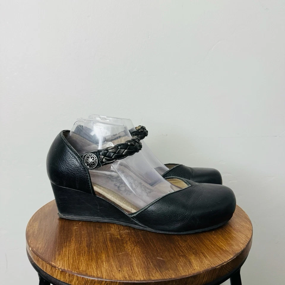 Sandalia de cuña de cuero negra Aetrex Mia para mujer talla 10 Foto 4 de 4