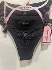 5-pack Juicy Couture THONG Panties Black/Rhinestone, etc. Size LARGE NWT