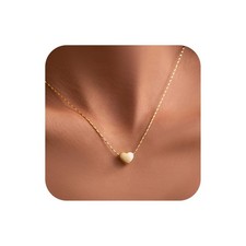 Gold Necklace for Women, 14K Gold Plated Heart Pendant Necklace, Dainty Simple C