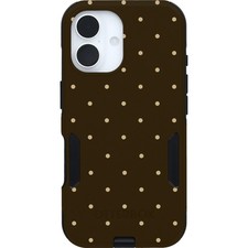 OtterBox iPhone 16 (Only) Commuter Case – Built-In MagSafe - Brown Polka Dots