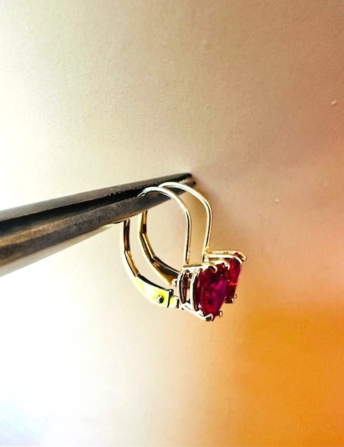 Pendientes Estate "Corazón" Rubí Oro Amarillo 14K Foto 4 de 4