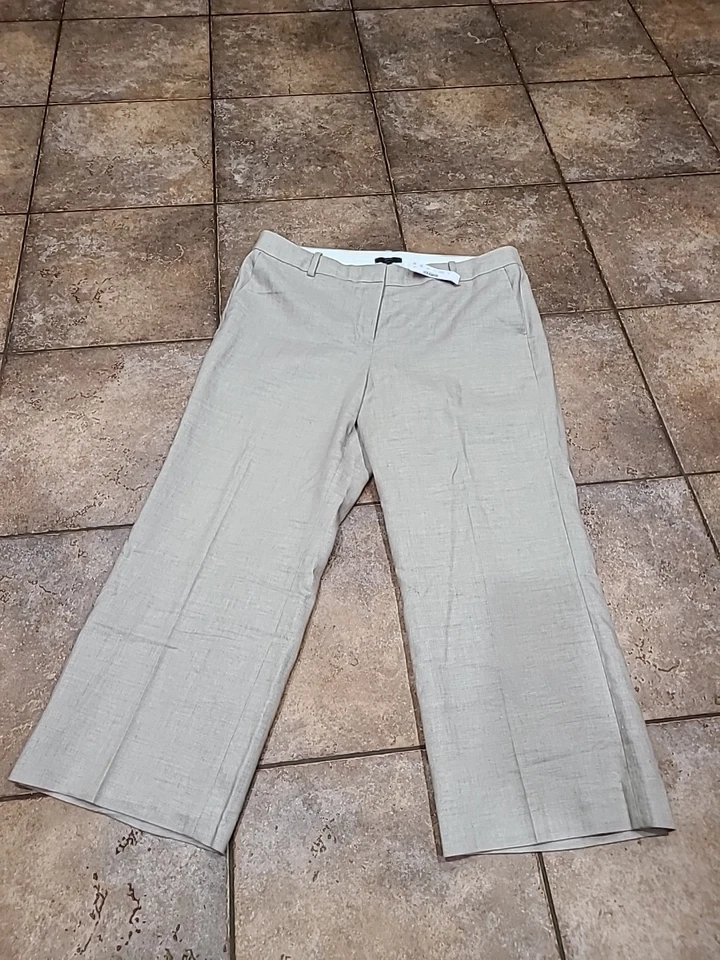 Pantalón capri de tiro medio J.Crew talla 16 en mezcla de lino en lino marfil nuevo con etiquetas Foto 2 de 4