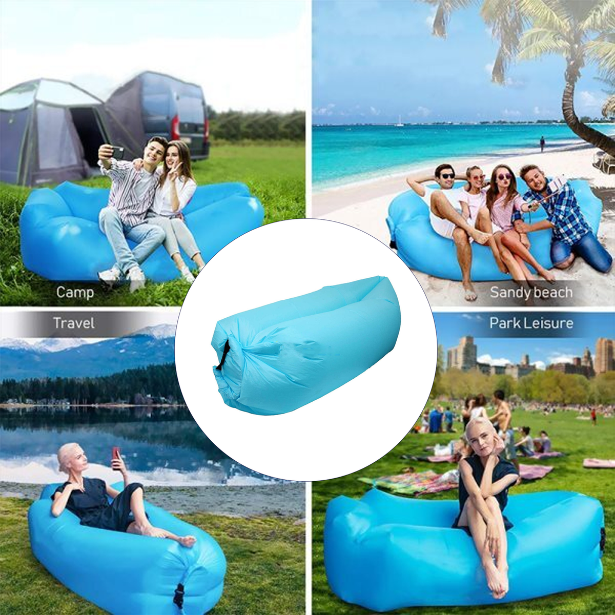 Outdoor Inflatable Air Sofa Bed Lounger Sofa Lazy Sack Hangout Camping  Beach Bag | eBay UK