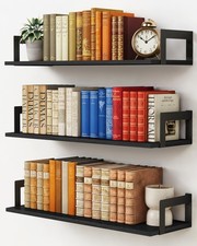 24 Inch Floating Shelves for Wall Set of 3, Wall Mounted Bookshelf, 8 Inches ...