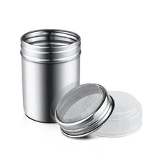 1Pcs Stainless Steel Powder Sugar Shaker Duster with Lid, Fine 10cm, Silver