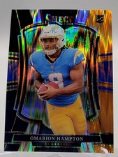 2025 SELECT OMARION HAMPTON PREMIER ORANGE BLACK SHOCK ROOKIE CARD CHARGERS 102