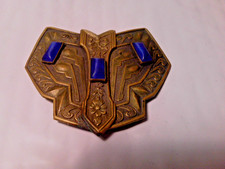Victorian Art Nouveau 2 Piece Interlocking Sash/Belt Buckle with Blue Stones