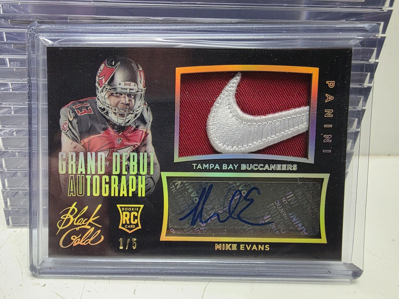 Mike Evans Panini Black Gold Grand Debut Autograph Jersey #GDME Nike Logo