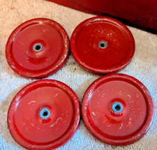 SET OF 4 2" STEEL WHEELS A.C. GILBERT ERECTOR SET RED paint