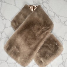 New Brown Luxurious Faux Fur Stole Scarf Shawl Retro vintage Lined Vegan Winter
