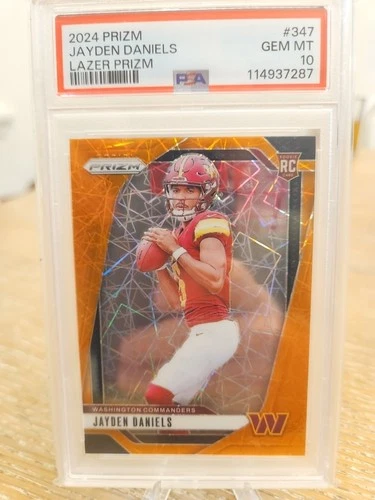 2024 Prizm Jayden Daniels RC Lazer Prizm Rookie #347 Commanders PSA 10 🔥