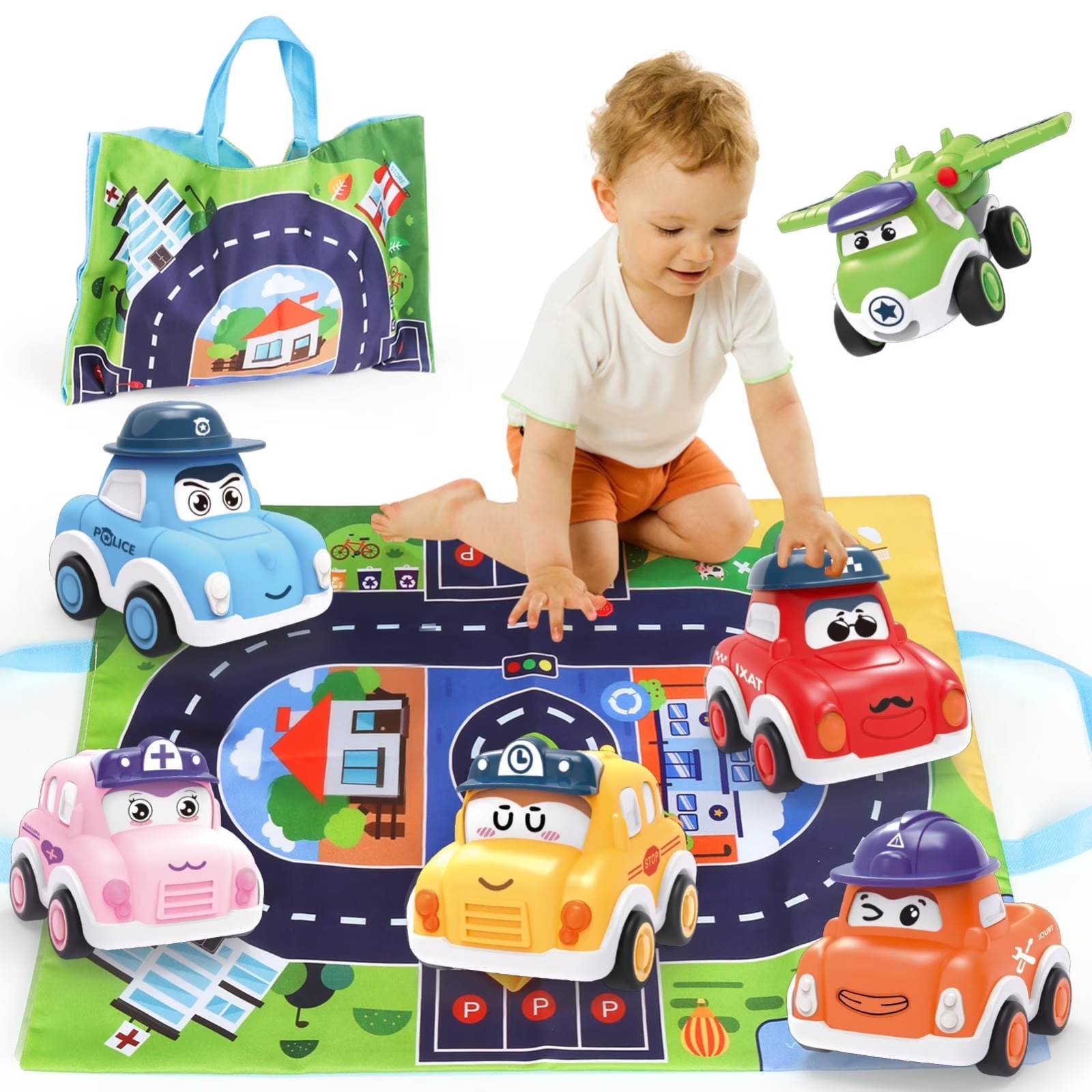 S For Toddlers 1-3, Vehicles Toy For 1 Year Old Boy,6 Pieces Push A