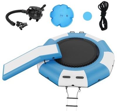 VEVOR 10ft Inflatable Water Trampoline Swim Platform Bounce with Slide Pool Lake