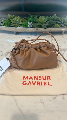 NWT Mansur Gavriel Mini Cloud Clutch Leather Crossbody Bag "Caramelo"