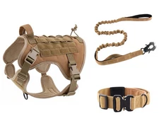 Tactical Dog Vest Working Dog Military Harness w/ Handle No-pull; Leash & Collar