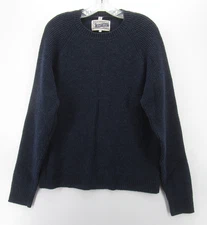 Schott Bros Sweater Men XL (L) Blue Wool Blend Pullover Ribbed Crewneck Knit