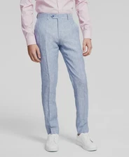 Bar III Men's Blue Solid Slim Fit Linen Suit Separate Pants Size 34W 34L