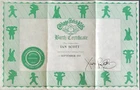 Vintage Cabbage Patch Kids Birth Certificate Boy ~ Ian Scott ~ Coleco 1980s