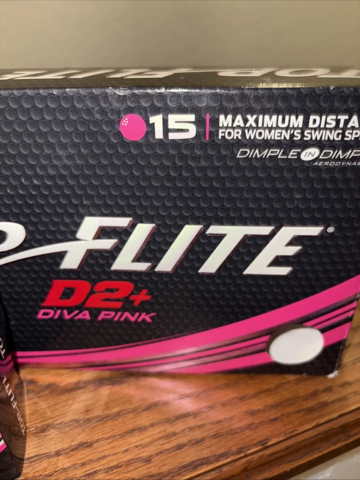 Paquete de 15 pelotas de golf Top Flite D2+ rosa diva distancia máxima columpio para mujer Foto 3 de 3