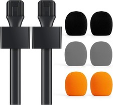 2-Pack Mic Handles for RODE and DJI Wireless Mic, Handheld Interview Mic Stand w