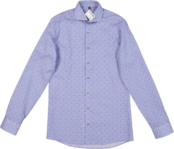 Neu! Eterna Herren Hemd Langarm Blau Gemustert Gr. 38-image