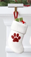 Wondershop White Knit Snall 8” Stocking Monogramed Paw Print Target NWT