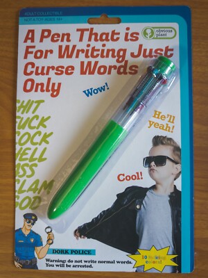 RARE OBVIOUS PLANT - A PEN THAT IS FOR WRITING JUST CURSE WORDS ONLY  *GREEN*