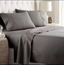 Danjor Linens Queen Sheet Set - 6 Piece Set Including 4 Pillowcases - Gray