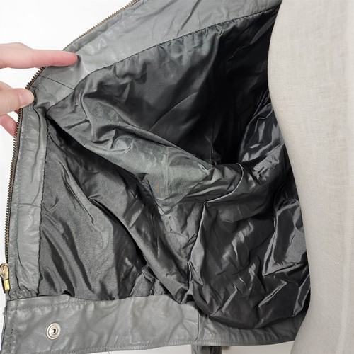 Chaqueta de cuero genuino gris Harlin vintage para hombre talla 38 - Imagen 8 de 9