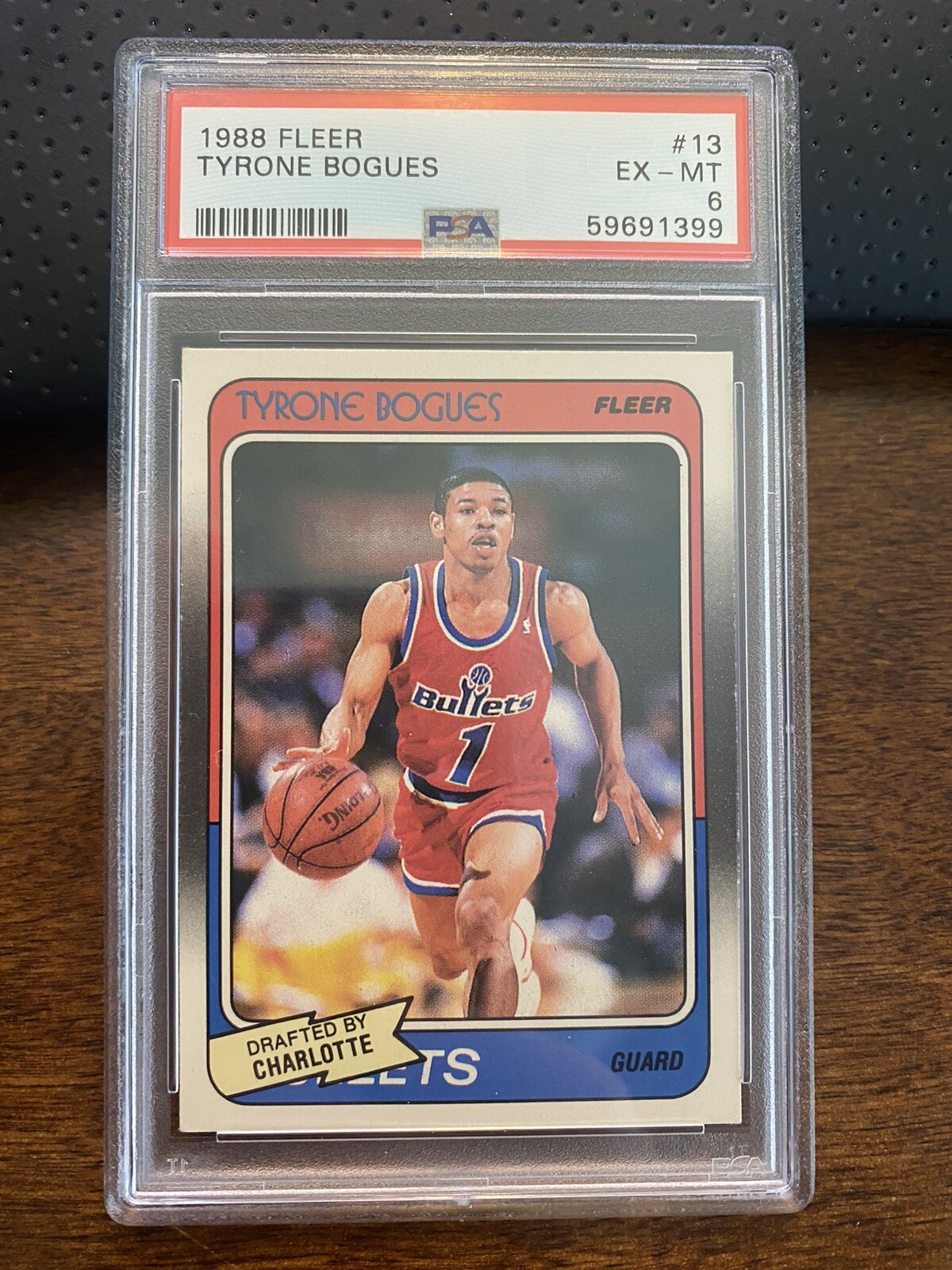 1988 Fleer Tyrone "Muggsy" Bogues 13 Rookie Charlotte PSA 6 RC