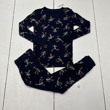 Old Navy Blue Long Sleeve Skeleton Pajama Set Unisex Kids Size XS 5 NEW