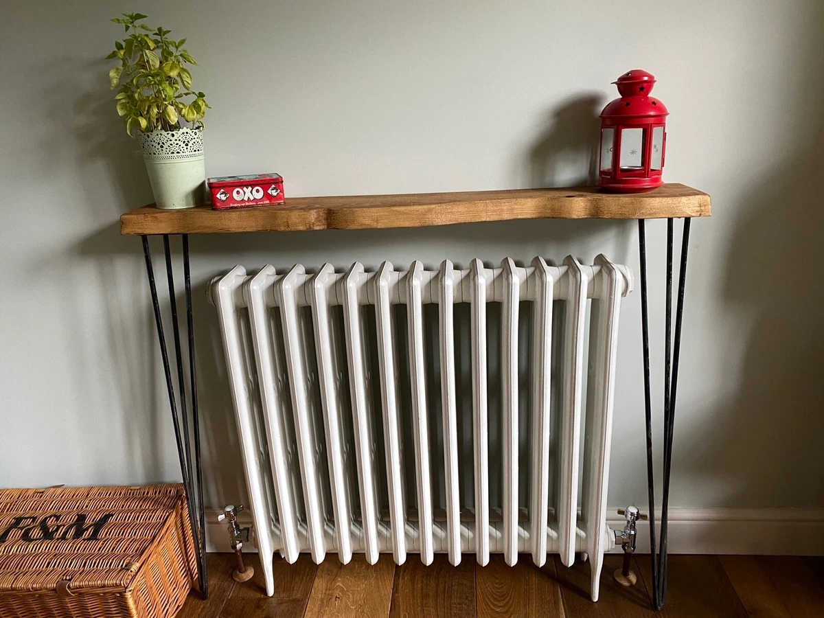 Reclaim Live Edge Rustic Wood Hairpin Leg Radiator Hallway Console