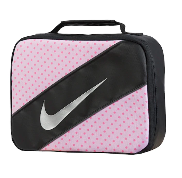 Pink nike top lunch bag